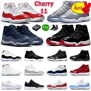 Com Box 11 Basketball Shoes Men Mulheres 11s Cherry Midnight Navy Velvet Cool Gray Grey 25th Anniversary Low Bred Mens Trainers Sport Sport