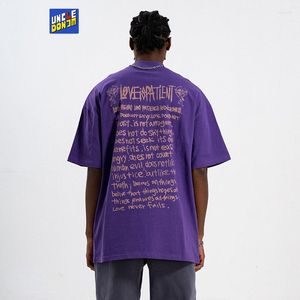 メンズTシャツグラフィティ英語印刷されたシャツハーフハイカラーとショルダーティールースエディションカップルTシャツストリートウェア特大