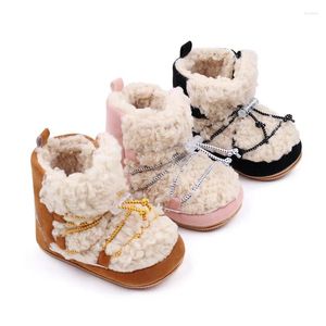 Stövlar födda baby första vandrare unisex fleece bootie vinter super varm spädbarn småbarn förtjockar crib skor klassisk anti-halkgolv