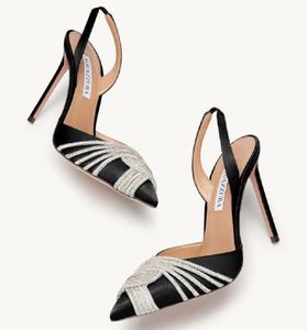 Scatola originale Aquazzuras PVC designer donna Gatsby Sling sandali Sandalo Tacchi crysta fibbia party abito da sposa scarpe tacco sexy cinturino posteriore sandalo in pelle 35-43