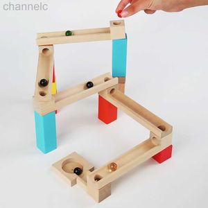 Giocattoli di intelligenza Costruzione di piste per biglie in legno Scivolo a 6 strati Pista di rotolamento Giocattolo a sfera Edificio colorato Giocattoli interattivi Regalo di compleanno per bambini