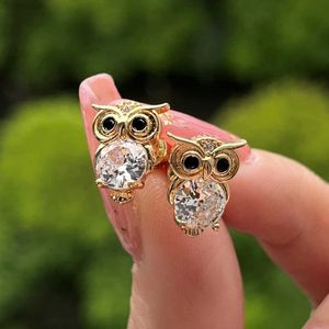 Stud Fancy Night Animal Owl Stud Earrings for Female Gold Color Dainty Ear Stud Dance Party Girl Gift Womens Fashion Jewelry YQ231125