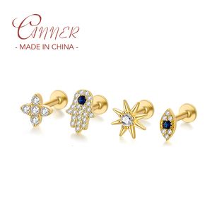 Stud Canner 925 Sterling Silver Brosket örhänge Cubic Zirconia Eyes Snake Star Piercing Pendientes Plata 925 örhängen 1st 230424