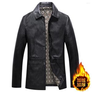 Giacche da uomo Giacca in pelle KOODAO da uomo in pile imbottito Moda Casual Abbigliamento con risvolto all'aperto Poliestere Primavera e autunno Nero/Marrone