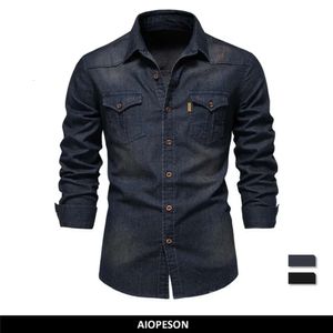 Para S Mens Qualidade Homens Designer Casual Manga Elástica Camisas Longas Slim Men S Shirt Fit Denim Roupas Cowboy Algodão Marca Deigner Elatic