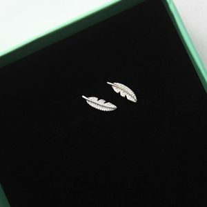 Stud Earrings DreamySky Real Silver Color Feather For Women Christmas Gift Wedding Statement Jewelry Pendientes Brincos