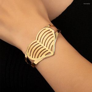 Bileklik bilezik içi boş açık göz kalp kadın kızlar hediyeler altın kaplama kıdemli duyu mücevher partisi hediye 2024 stil