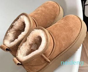 Kvinnor Winter Ultra Mini Designer Australian Platform for Men Real Leather Warm Ankle Fur Booties