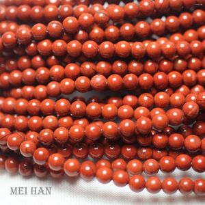 Pedras preciosas soltas meihan 4-5mm contas redondas de jaspe vermelho natural para pulseira colar faça você mesmo