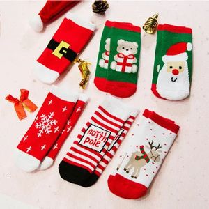 Kids Socks 6Pairs Lots autumn and winter children's Christmas sock thick terry cloth cotton socks 231124