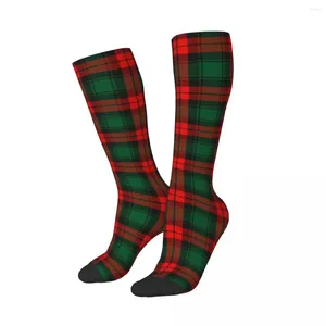 Men's Socks Christmas Red Dark Green And Black Tartan Plaid Xmas Product Breathable Winter Stockings Cute For Women's