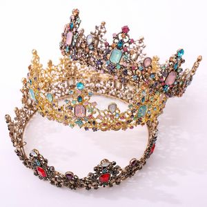 Tiara di cristallo vintage per donne e ragazze, regalo di compleanno, accessori per abiti da sposa, corona da sposa multicolore