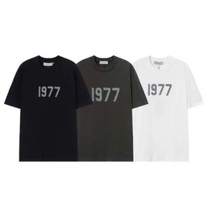 Fashion Clothing Designer Tees Tshirts FOGs Season 8 Double Thread Essen New Crack Flocking 1977 Short Sleeve Men's Women's Loose Round Neck T-shirt Trend