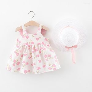 Vestidos femininos design moderno bebê asas pequenas roupas roupas de vestido de verão casual girl's chat chapéu de solta de 2 peças figurinas