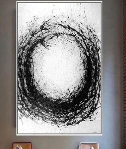 Dipinti Minimalista Nero Bianco Dipinto a mano Moderna pittura a olio astratta su tela Wall Art per soggiorno Decorazione domestica No F8578054