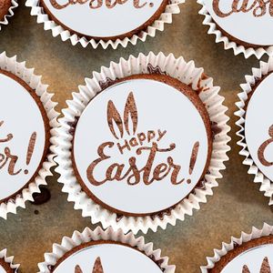 Festliche Lieferungen 5/10 Stück Acryl Rose Gold Silber Happy Easter Cake Topper Runde Cupcake Topper Party Dessert Dekoration Werkzeuge