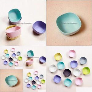 Bowls Pure Color Square Shaped Fruit Snack Small Mini Bamboo Fiber Bowl Kitchen Tableware Wholesale W0264 Drop Delivery Home Garden Dhxra