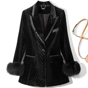 2023 inverno nero tinta unita pannelli caldi blazer manica lunga risvolto dentellato monopetto cappotti outwear Y3N242389