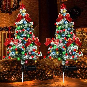 Lampade da giardino LED Albero di Natale Luci solari Decorazione esterna Lampade da giardino impermeabili per esterni Per Pathway Garden Yard Decor Regali di Natale Q231125