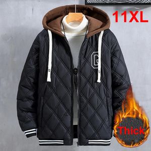 Men S Down Parkas Winter Fack Warm Jacket Coat Men Plus Size 10XL 11XLファッションカジュアルフード付きパッチワーク男性アウター231124