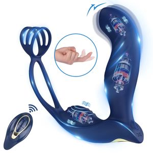 バイブレーターアナルバイブレーターオスの前立腺マッサージャーペニスコックリング振動プラグリモートコントロール周期butt刺激装置男性のためのセックスおもちゃ231124