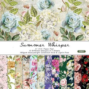 Gift Wrap Alinacutle Summer Floral Paper Pack 24 Sheets 6" Patterned Pad Scrapbooking Handmade Craft Background Alinacraft