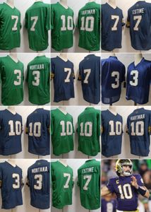 NCAA Notre Dame College Football Jerseys 10 Sam Hartman 7 Audric Estime 3 Joe Montana all Stitched Mens S-XXXL