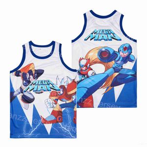 Film Basketball Mega Man Rockman Rock Roll Trikots Film MEGAMAN 2010 Retro Atmungsaktiver Pullover High School HipHop Team Genähtes Sport College Shirt Rentner