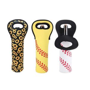 Förvaringspåsar Portable Softball Baseball Sunflower Neoprene 750 ml Wine Beer Bottle Champagne Cooler Bag Purse Presents LX0271 DR DHKMT