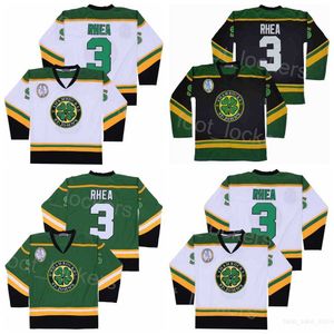 Film Hockey Ross The BOSS Rhea College Jerseys 3 ST Johns Shamrocks Moive Green Black White Embroidery And Sewing Breathable University Vintage For Sport Fans High
