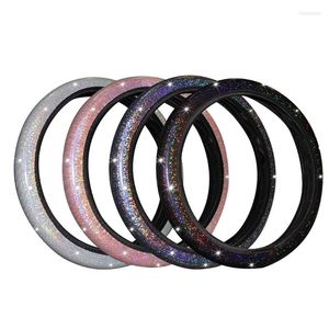 Steering Wheel Covers Car Rhinestones Cover Leather Breathable Anti Slip For Women Girl