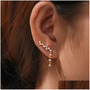 Stud Earrings Canner 925 Sterling Sier Single Row Crystal Zircon Piercing Chain For Women Jewelry Gift Brincos Pendientes Drop Deliver Otmal