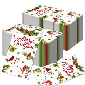 Tabellservett 100 st jul lång papper servetter 2-lags 33 40 cm snöflinga klocka mönster engångshanddukar 2024 Xmas dekor