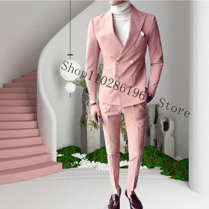 Mäns kostymer Blazers 2023 Senaste kostym Blazer Pants Designs Slim Fit Lapel Double Breasted 2 Pieces Men Groom Wear Costume Homme 231124
