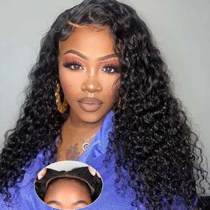 Hair Wigs Deep Wave Wear and Go Glueless Lace Frontal Human Hair Wig 4x4 Closure Curly for Women 231122