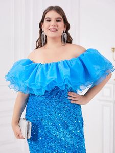 Plus size vestidos femininos sem alças de casamento feminino elegante moda lantejoulas vestido de noite malha emenda grande senhora festa