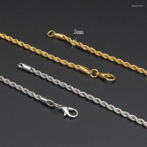 Kedjor 2023 Classic Twisted Rope Chain Men Necklace Width 3mm Figaro Cuban for Women smycken