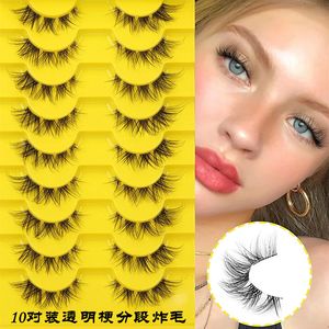 Natural Eyelashes Short Clear Band Lashes Faux Mink Wispy False Eyelashes 3D Natural Look Lashes Cluster 10 Pairs Eye Lash