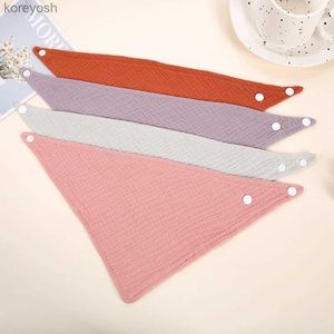 Bibs Burp Cloths 4/Pcs Feeding Drool Bibs Cotton Accessories Newborn Solid Color Bandana Scarf Snap Button Soft Triangle Saliva Towel Baby BibsL231125