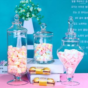 Storage Bottles European Transparent Glass Candy Jar Creativity Tall Feet Large Jars With Lid Wedding Decoration Cake Dessert Stand