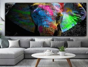 Obrazy Reliiabli kolorowe afrykańskie słonia malarstwo malowanie sztuki ściennej oleju zwierzęcego Ogromne wydruki Plakaty do salonu3986691