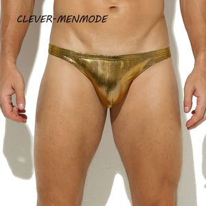 Men S Sexy PU Mini Raised Bag Underwear Patent Low Rise Seamless Briefs G String Faux Leather Erotic Panties