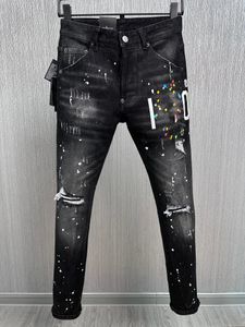 Nya män jeans hål ljusblå mörkgrå Italien varumärke man långa byxor byxor streetwear denim mager smal rak cyklist jean för d2 toppkvalitet 28-38 storlek 9881