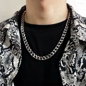 Kedjor Kunjoe Silver Color Titanium Steel Curb Cuban Chain Halsband 6mm 8mm Bredd Långt för män Kvinnor smycken Hip Hop Punk gåva