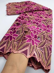 Tecido de renda de algodão africano amarelo nigeriano suíço voile renda na suíça vestidos de alta qualidade material para costurar ty3406 231124