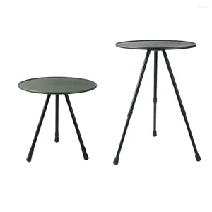 Lägermöbler Portable Folding Round Table Aluminium Alloy Justerbar picknick som är lyftbar med förvaringspåse för campingfiske BBQ