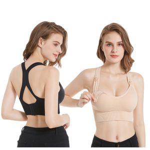 Intimo premaman Reggiseno sportivo per yoga senza cuciture per donna Push Up senza ferretto Intimo sportivo bellissimo per la schiena Allattamento al seno con fibbia anteriore 230425