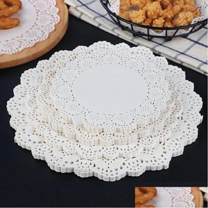 Baking Pastry Tools Food Grade Round Oil Absorbing Paper Cake Biscuit Decor Lace Party Dessert Placemat Bottom Lx3849 Drop Dhrh8