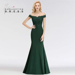 Designed Mermaid Bridesmaid Dresses Elegant Off Shoulder Lace Appliques Backless Long Satin Wedding Guest Party Evening Gowns CPS1184/CPS1080 J0425