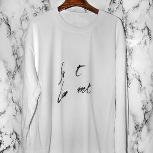 Designer Luxury Laurents Classic calligraphy signature print men's and women's long sleeve round neck sweater blue hoodie